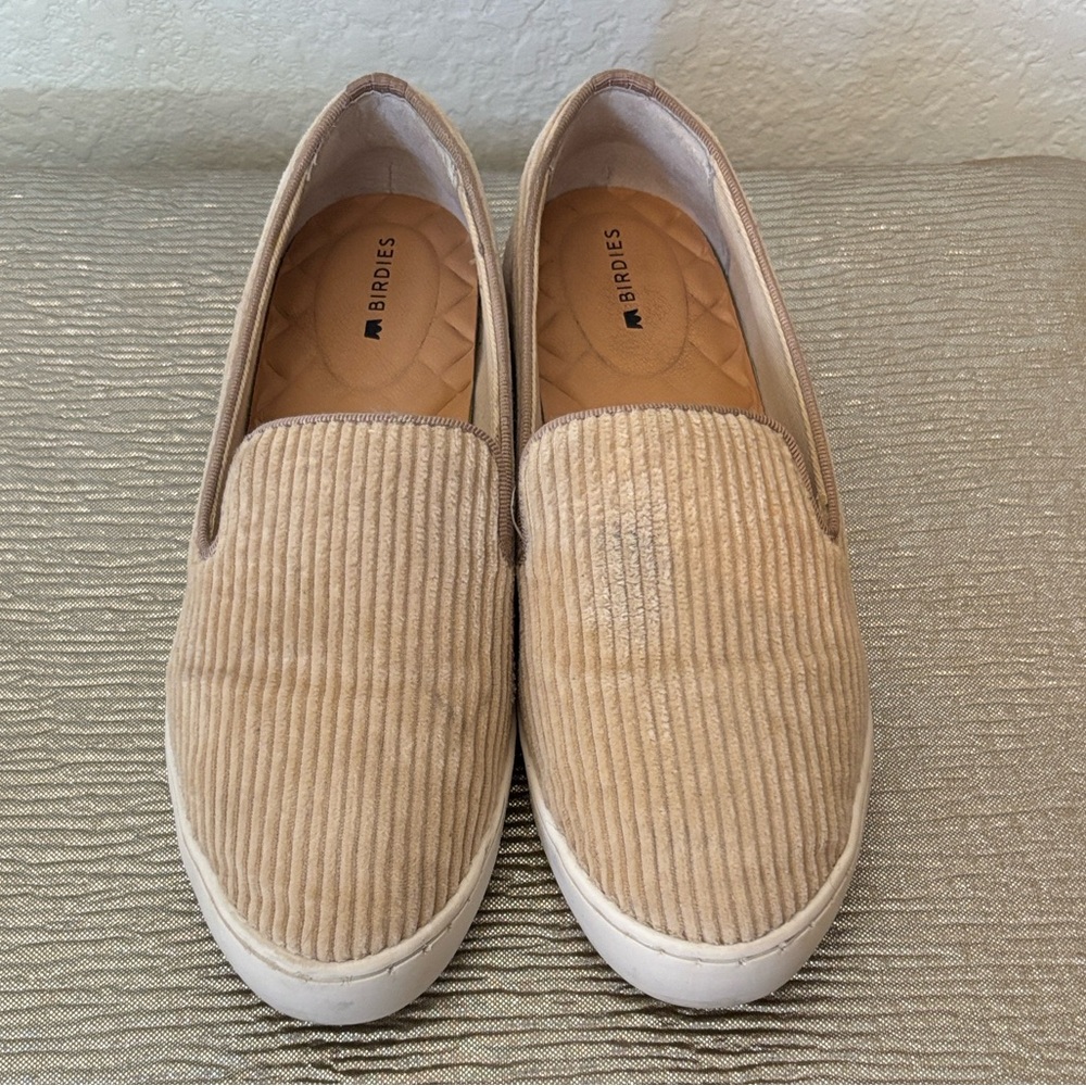 Birdies The Swift oatmeal corduroy slip-ons